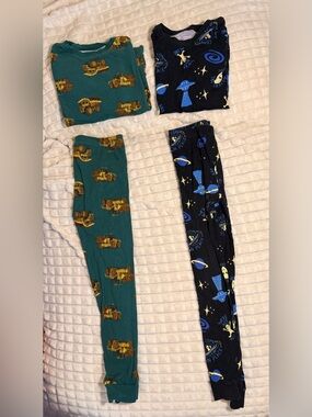 Carter's Green Truck & Black Space Print Pajama Bottoms Set